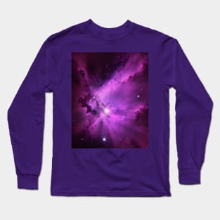 Bright Purple Nebula Space & Stars Long Sleeve T-Shirt